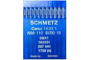 ‎SCHMETZ 10 Nadeln für Industrial Nähmaschine Schmetz DBx1 1738(A) 16x231 Stärke 110/18 Kolben Rund