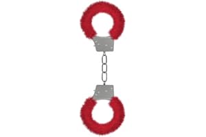 ¡Ouch! By Shots OU002RED Esposas de peluche para principiantes - Metal y piel sintética - Rojo - Botón de liberación rápida y llaves - Dimensiones: 28,5 x 7,5 x 1,5 cm