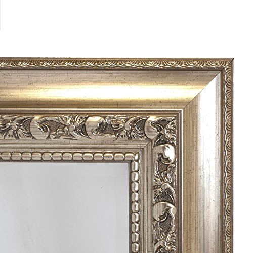 Wandspiegel mit Facettenschliff und Verzierungen 102x52cm – Silber / Flurspiegel Barspiegel Frisierspiegel Spiegel - 3