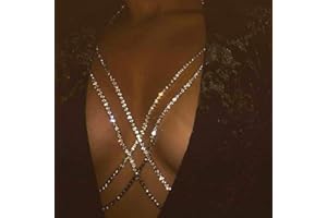 Sethain Boho Cadena corporal Rhinestone Oro Cruz Cadenas Sujetador Club Nocturno Bikini Cadena Accesorios para el cuerpo Joyería para mujeres y niñas