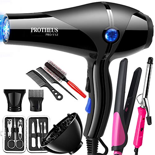 LEIAZ Asciugacapelli 2000W, Grande Vento, Alta Potenza, Aria Calda E Fredda A 6 velocità, Asciugatura Rapida, Cavo di Alimentazione da 2,8 M, Dedicato al Parrucchiere