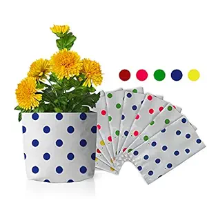 TrustBasket UV Stabilized Long Life Premium Colorful Dotted Grow Bag for Balcony & Terrace Gardening - 10 Qty (20*20*35cms)| Home Gardening Plant Container Bag for Leafy Vegetable and Flower Plants