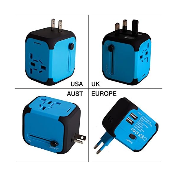 Adaptador Enchufe de Viaje Universal Dos Puertos USB para US EU AU de 150 Países