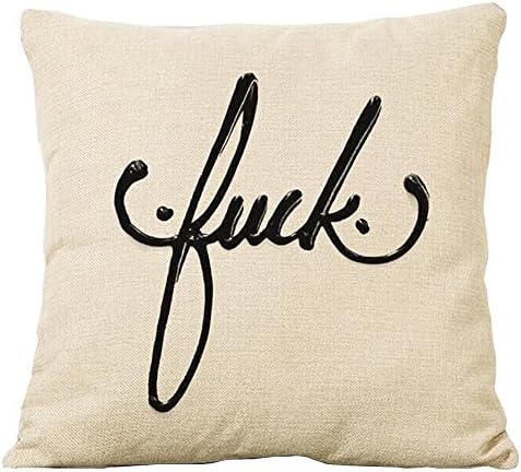 JINGXU 18inch Fashion Comfortable Cushion Cover Cotton Linen Pillow Case Throw Pillow Covers ("FUCK")