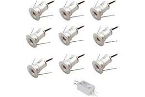 ruimeimei 12V 1W Recessed Celling Light for Kitchen, Stairs, Closet, Hallway,DIY Lighting Warm White Cold White Showcase Light Cabinet Downlight IP65 (Silver Shell, 120D White)