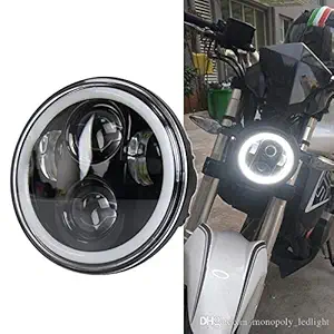 Cloudsale 5.75 Inch Round Hi/Lo Cree Led Headlights with Drl and Halo Angel Eyes and Turn Signal Compatible With Harley Davidson