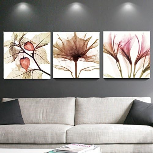 BFCY Art- 3 Piece Abstract Brown Flower Print on Canvas Artwork Stretched Framed Floral Pictures Painting on Canvas Wall Art for Home Decorations (16inch x16inch x3pcs)