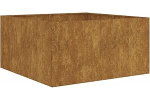 vidaXL Corten Steel Planter - Weather-Resistant Raised Bed with Ample Space, Rustic Decorative Box for Garden, Patio and Balcony - Steel Brown