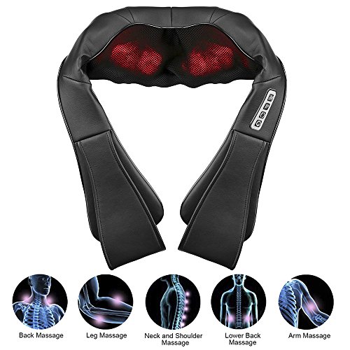 DISPLAY4TOP Cuello y Espalda Masajeador con Calor Masaje de Tejido de Amasamiento de Shiatsu Profundo para aliviar el Dolor Muscular Relajación - Uso de la Oficina Doméstica y del Coche