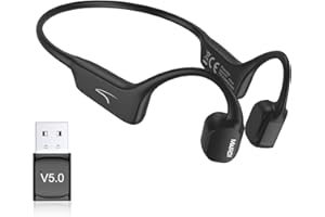 MAIRDI Knochenschall Kopfhörer Kabellos, Bluetooth 5.3 Open-Ear Headset mit Mikrofon, Sport kopfhörer mit USB Adapter für PC, Wasserdicht und Schweißresistent zum Radfahren, Joggen