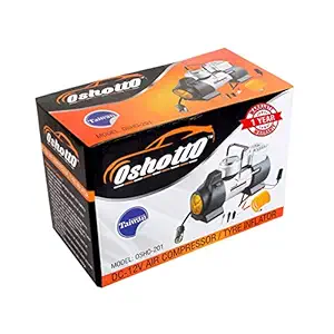 Oshotto 12V-Heavy Duty Universal Double Cylinder Air Compressor/Tyre Inflator-Steel Body