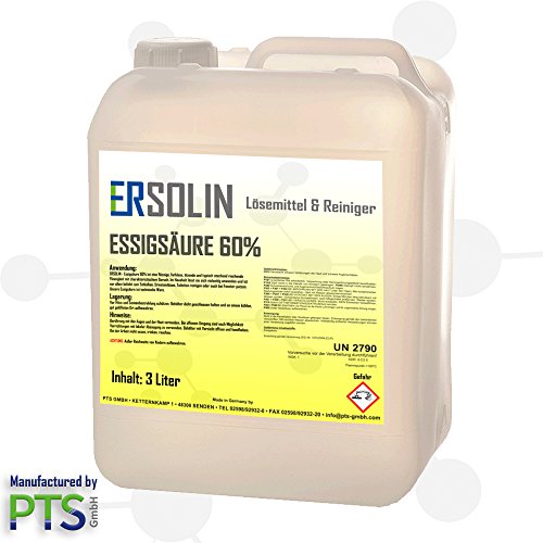 ERSOLIN Vinagre Acid 60% | descalcificador Vinagre | Limpiador | técnica - 3 litros