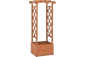 Gecheer Garten-Pflanzkübel Blumenkasten mit Spalier Pflanzkasten Rankhilfe Rankkasten Rankgitter Blumenkübel Blumenständer Pflanzkübel Garten 49x39x117 cm Tannenholz