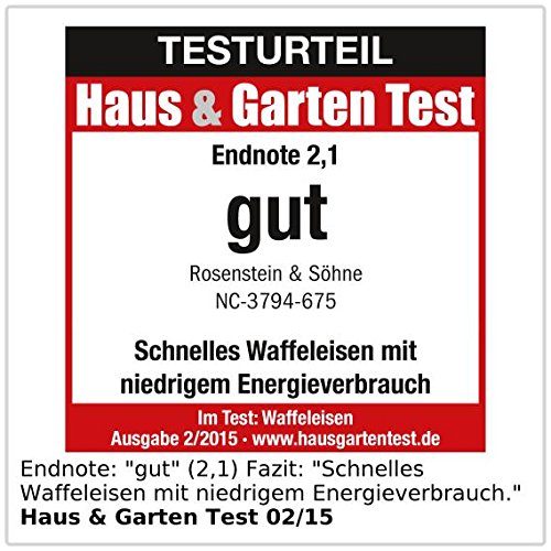 Rosenstein & Söhne Waffeleisen für 2 Herzwaffeln, 1.300 Watt - 5