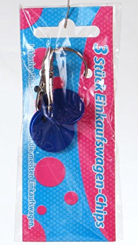 3er Set Einkaufswagenchip mit Karabinerhaken , am Schlüsselring