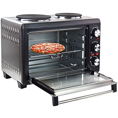 Syntrox Germany 26 Liter Mini Stand Backofen mit Umluft und Drehspieß kleinküche Minieküche mit 2 Kochplatten Miniofen Minibackofen Pizzaofen - 6