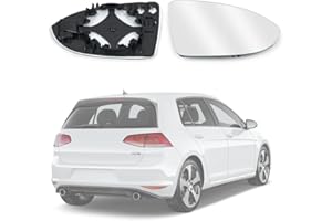 URAQT Verre de Rétroviseur Remplacement, Retroviseur Golf 7 Miroir Asphérique Lentille de Miroir de Voiture avec Chauffage, Rétroviseur Extérieur Réglable, V-W(4060G01) / V-W (5G0 857 521) Droite