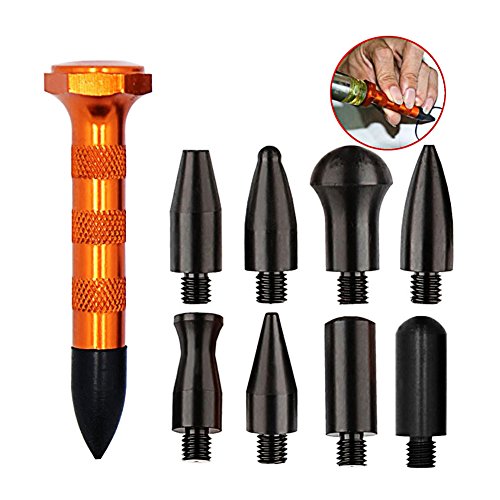 Fozela PDR 10Pcs Dent Repair Tool Kits Ausbeulen ohne Lackieren Tippen Sie unten Werkzeuge Dent Hammer DIY PDR-Werkzeuge, PDR Gummikopf Dent Hammer & 9 Leiter PDR Tap unten für Auto Kfz-Reparatur Auto Body Dent Remover - 2