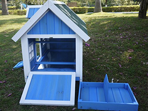 Hühnerstall Hühnerhaus COCOON HÜHNERSTALL HÜHNERHAUS IN BLAU FÜR 3-4 HÜHNER INTERNEM SICHEREN NISTKASTEN UND VERSTELLBAREN HOHEN UND NIEDRIGEN SITZSTANGEN - 3