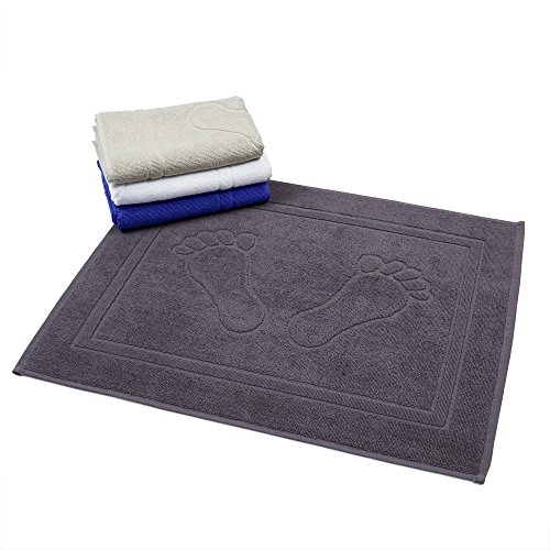 2er Pack Badvorleger Badematte Badteppich Badgarnitur Vorleger Duschvorleger 50 x 70cm 100% Baumwolle, Dichte 740 g/m², Farbe:ANTHRAZIT