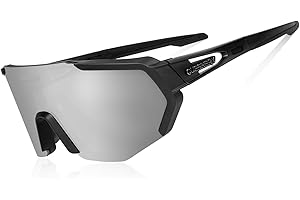 Queshark Gafas De Sol Polarizadas para Ciclismo con 3 or 5 Lentes Intercambiables, Protección UVA & UVB, Bicicleta de Carretera MTB Gafas de Ciclismo