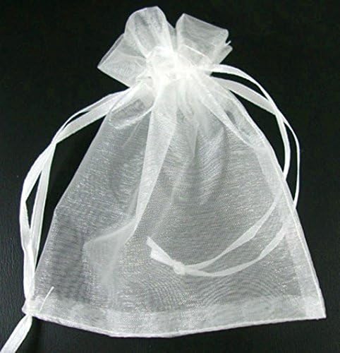 25 x Finest Quality Organza Bags 10x12cm Wedding Favour Party Gift Bags, UK Seller (White Plain)