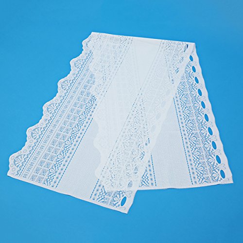 KING DO WAY Scheibengardine&Klein Kaffee Vorhang mit Französischen landhausstil Café Vorhang voile net setzt Fenstertür panel dekor, Home Dekoration Kitchen/cafe Curtain, H*B 45*150cm Weiß - 3