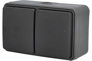 UNITEC Steckdose 2-fach AP/FR Aqua, Aufputz, feuchtraumtauglich, IP54, für Innen- & Außenbereich, anthrazit, 1 Stück