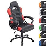 CLP Fauteuil De Bureau Réglable en Hauteur Ricardo en Similicuir I Chaise De Bureau/Gamer Ergonomique Design Pivotante Noir/Rouge