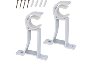 TOLENRE Gardinenstangenhalter 2 Stück Wohnzimmer Gardinenstange Halterung Dicker Wandhalterung Aluminium Vorhang Stange Halter für Aufhängen von Rollos, Garderoben, Duschen, Gardinenstangen an Türen (Weiß)