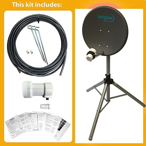 Satgear 40cm Portable Satellite Economy Caravan Travel Kit inc Universal Single LNB and Tripod
