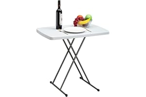 HollyHOME Tavolo Pieghevole 76x50cm Piccolo Tavolo Portatile per Giardino Cucina Picnic Campeggio Tavolino Pieghevole per Feste Balcone Terrazza, Bianco