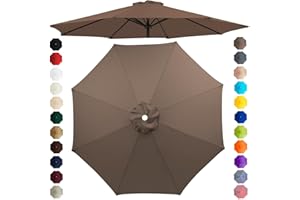 Chinimon Replacement Parasol Canopy 2m/2.5m/2.7m/3m/3.5m, 6/8 Arms Parasol Replacement Cover, Garden Parasol Replacement Canopy for Garden Umbrella Yard Beach