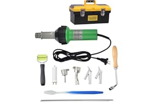 Kotsy Pistola Aire Caliente 1600W,Pistola de Aire Caliente con Caja de Transporte Soldadora Plastico con Velocidad Boquillas Rodillo PE PVC Varilla de Plástico