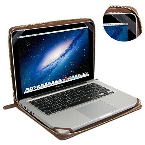 Se7enline® (2 in 1) Macbook 13 Zoll PU Leder Schutzhülle im Weltkarte-Stil, Reißverschluss Clip-On-Schutzhülle PU Leder Sleeve Tasche Hülle für Macbook Pro Retina (mit Retina Dispalys) 13 Zoll Modell A1425/A1502 + Klar TPU DE Design (QWERTZ) Tastatur Schutzhülle – Weltkarte - 7