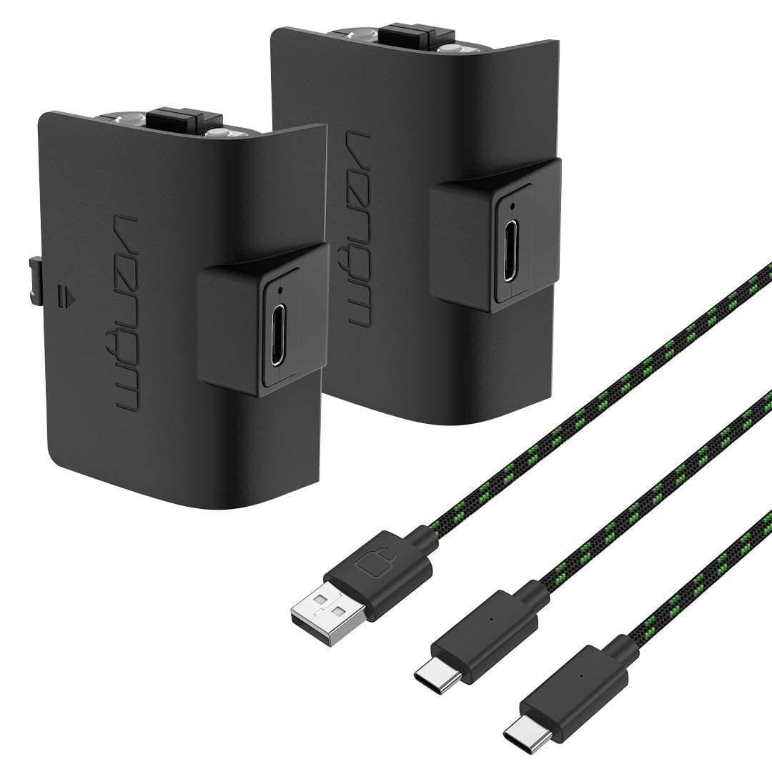 Venom Oplaadbare batterijen, 1100 mAh, Xbox One, zwart, 2 stuks | xbox 1100 mAh oplaadbare batterijen, hoge capaciteit, twee-pack, x-serie, S-serie, xbox one, zwart