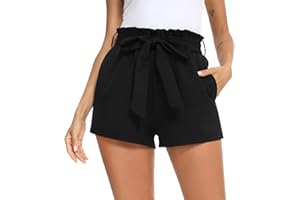 Irevial Pantaloncini Donna Estivi Vita Alta Pantaloncini Corti Donna Eleganti con Cintura Elastica con Fiocco Decorato