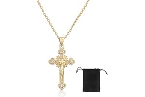 VJUYSW Damen Gold Kreuz Kette, Damen AAA Zirkonia Kreuz Anhänger, Hypoallergene 18K Vergoldete Kette, Modeschmuck für Frauen Mädchen Geschenk