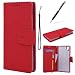 Produktbild GrandEver Sony Xperia XA1 Ledertasche Hülle Schutzhülle Retro Blume Lederhülle Scratch Ledercase Schale Umschlag Stil Wallet Case Flip Cover mit Weiche Silikon Tasche Innere Standfunktion Fünf Kreditkarte Slots Magnetverschluss Etui und Schwarz Stylus Pen - Rot