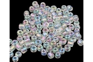 ‎PERLIN Perlin Rocailles Glasperlen Indianerperlen Saatperlen Pony Perlen 4mm 6/0 Rund Mini Seed Beads 1100 Stk (Crystal AB Transparent)