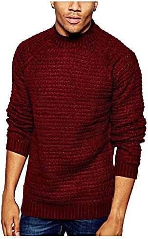 Native Youth Men's Oversized Stitch Jumper, Burgundy Red, Size Large