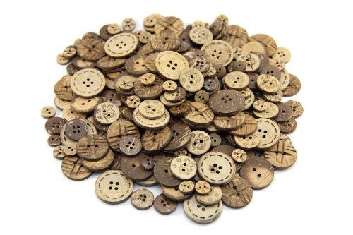 Knöpfe für Kinder Kinderknöpfe Holzknöpfe Knopf Scrapbooking Mischung aus 100 Kokosknöpfe 2+4-Loch Durchm: 10 mm + 15 mm + 17 mm + 22 mm + 25 mm HK20