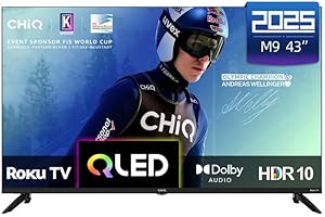 CHiQ U43QM9K 43 inch 4K Smart QLED Roku TV, 4K UHD, HDR10 HLG, Dolby Audio, Works with Alexa, DVB-T/T2, Support Apple Air-Play, Google Assistant, Prime Video, HDMI2.1, USB2.0