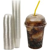 Plastik Milkshake Bardağı Pipetli Kapaklı 100'l&uuml; İ&ccedil;ecek Şeffaf 350 Cc(ml) Meşrubat Bardağı Cup