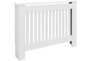 ECD Germany Radiatorskydd i lantlig stil 112x19x82 cm vitlackad MDF för sovrum och vardagsrum Radiatorskydd för uppvärmning R
