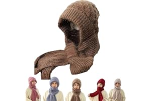 Qklovni Integrierter Gehörschutz Winddicht Cap Schal 2 in 1 Maske Schal Stricken Verdickung Hut Wintermütze Schal