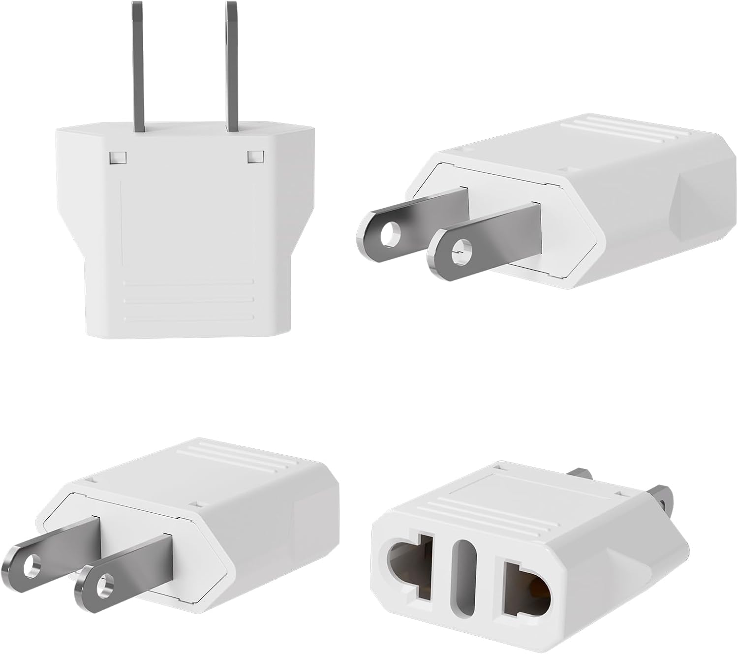 GRIFEMA Adaptateur Enchufe USA Tipo A (4 Piezas), Adaptador de Viaje para Clavijas Tipo C/E/F/L/A/N, Apto para Tomas en Estados Unidos Canadá México Tailandia Japón, 6A 250V