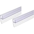 Robustline 2 Meter Durable Translucent Weather Stripping Seal Sweep with Drip Rail | Shower Door PVC Silicone Lip Seal Strip for Frameless Glass (pack of 2) (Side Lip, 8mm)