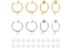 ‎UNICRAFTALE UNICRAFTALE 20 Stück 2 Farben Schmuck Ohrclips Nasenpiercing Piercing Clip 304 Edelstahl Ohrclips Und 20 Stück Komfort Silikon Pads Creolen Für Die Schmuckherstellung