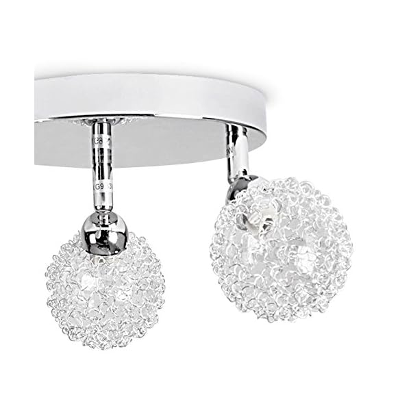 Contemporary 3 Way Polished Chrome Flush Ceiling Light with Stunning Explosion Effect Globe Shades - Image 5